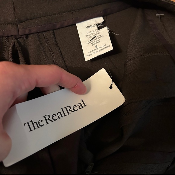 Women’s VINCE $295 Ponte Stretch Riding Skinny Slim Solid Brown Pants Size 8 - Picture 7 of 8